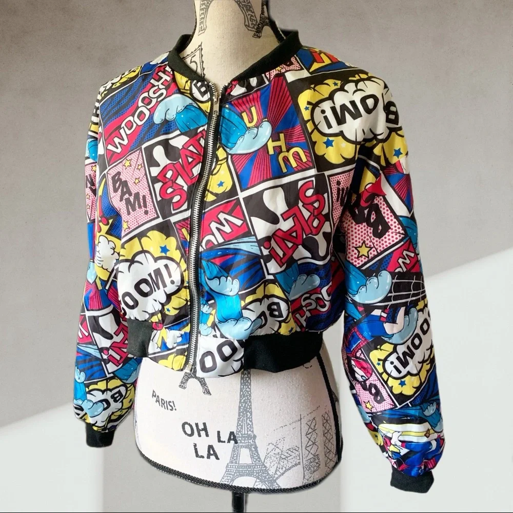 Comic print light jacket S-M - Picture 4 of 5